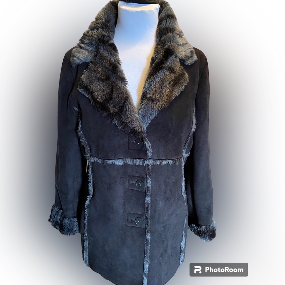 UTEX DESIGN faux suede shearling coat😎